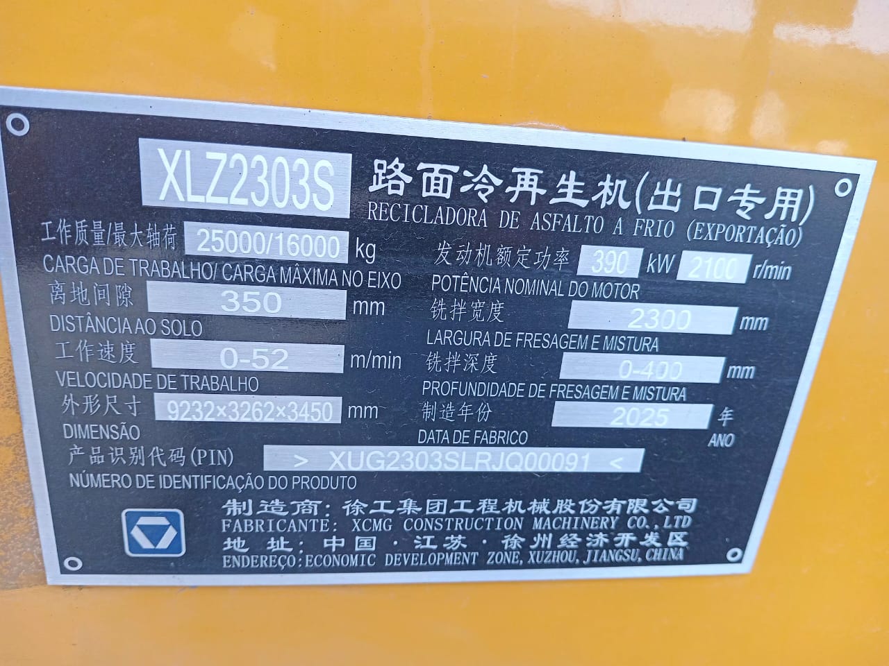 OPORTUNIDADE | RECICLADORA A FRIO XCMG XLZ2303S | ANO 2025 - Imagem 10